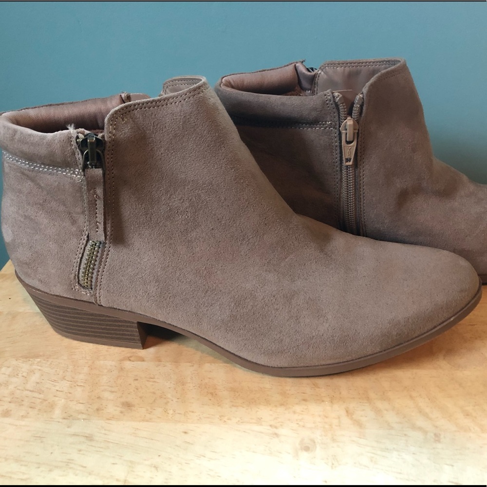 Brown suede ankle boots